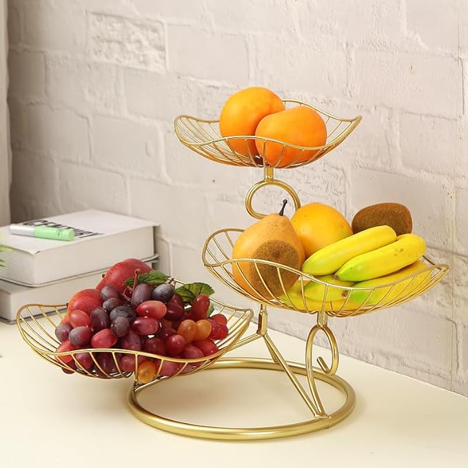 Suporte de Frutas 3 Níveis com Gancho para Banana
