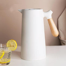 Garrafa Térmica 1 Litro Café Água Quente Gelada Cabo Madeira